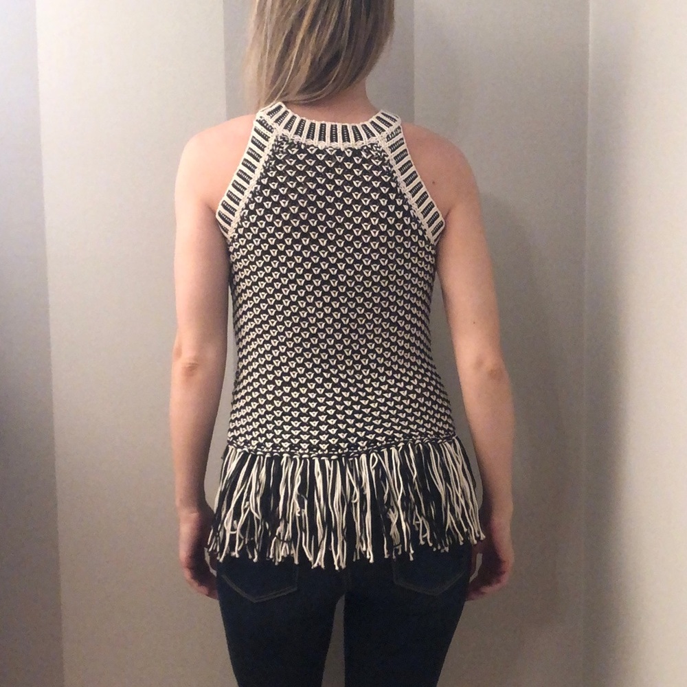 WHISTLES Festival Boho Hippie Fringe Knit Tank Top - Picture 3 of 7